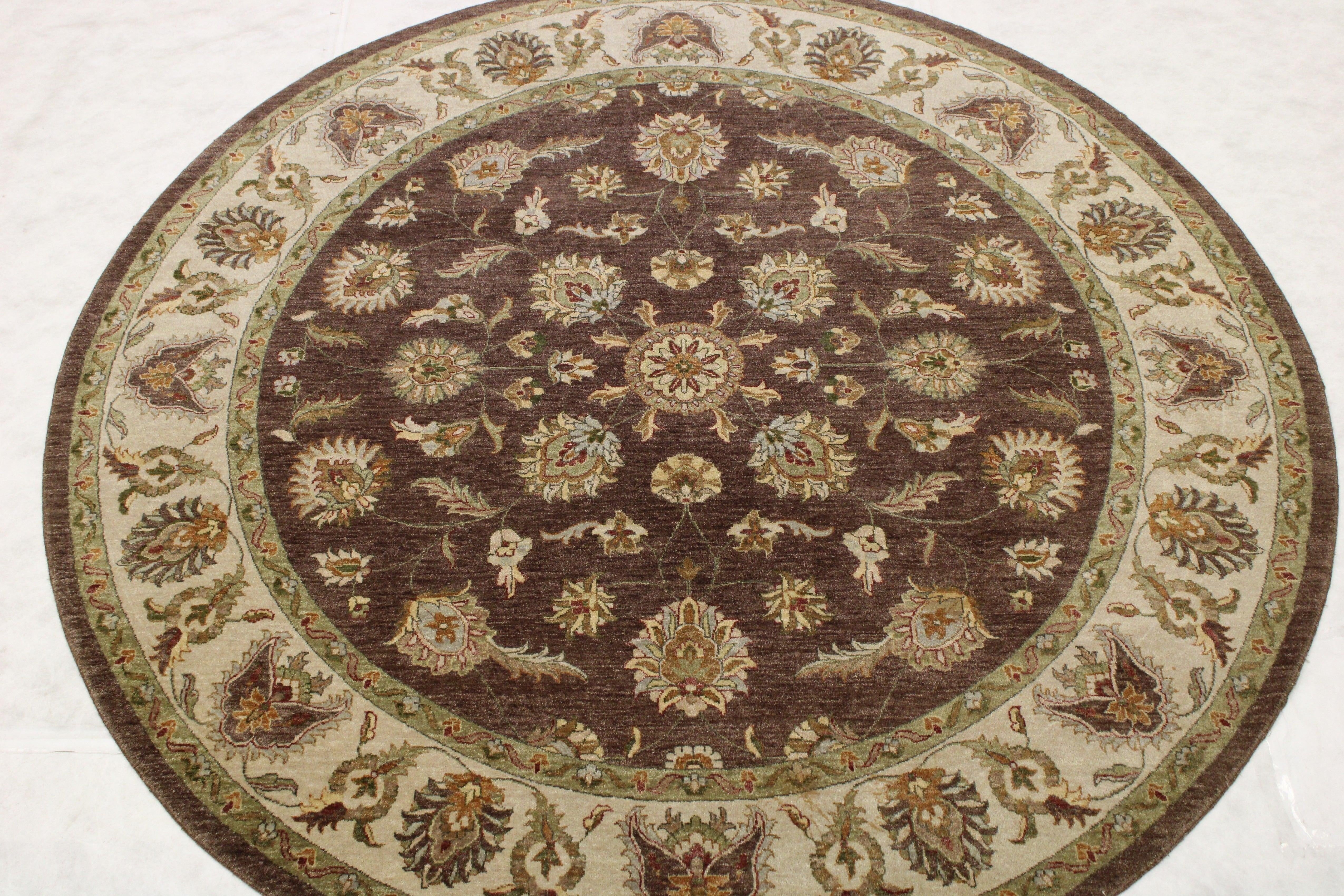 Round Rug, Oriental Rug, Knotted Rug, Indian Rug, Round Carpet