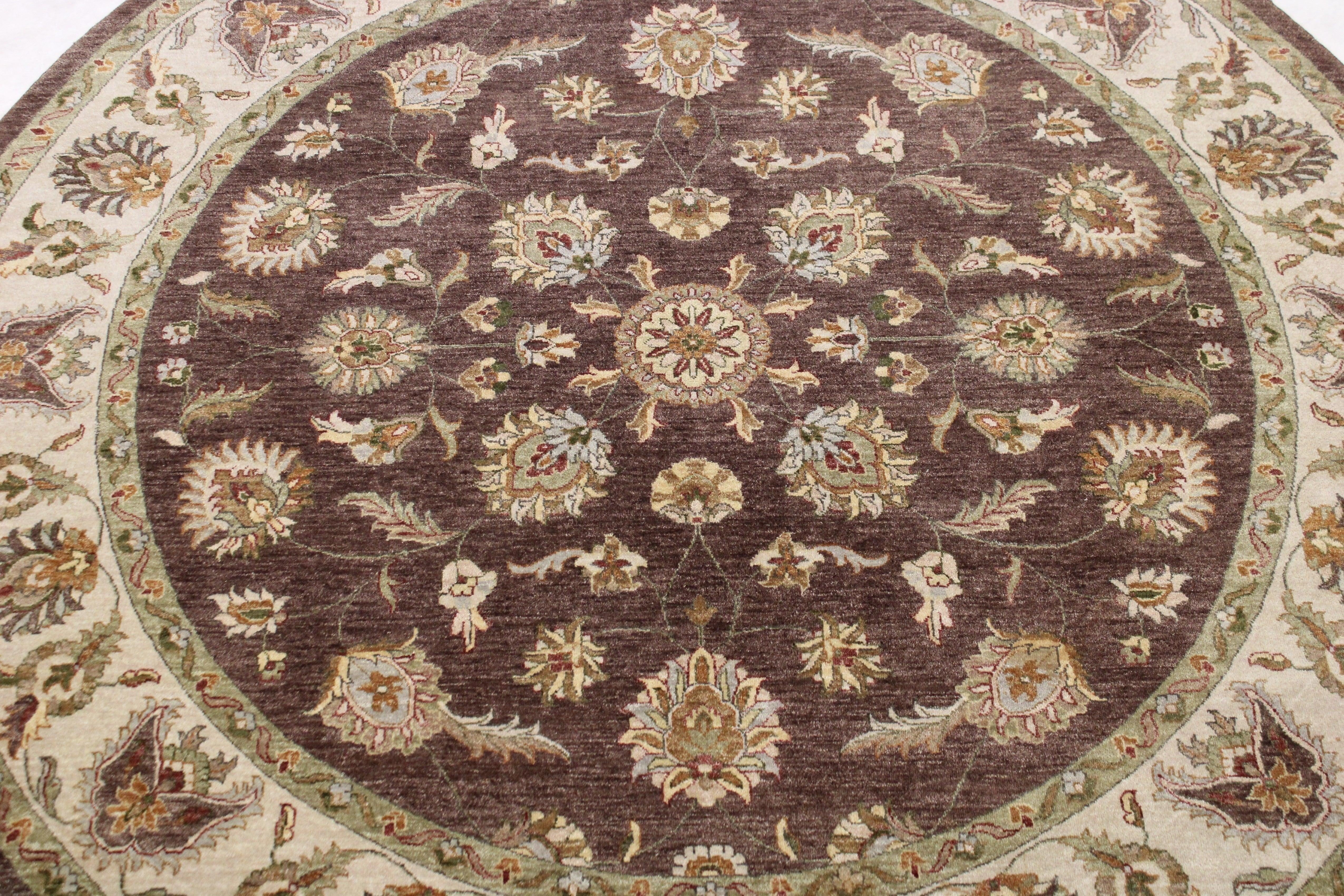 Round Rug, Oriental Rug, Knotted Rug, Indian Rug, Round Carpet