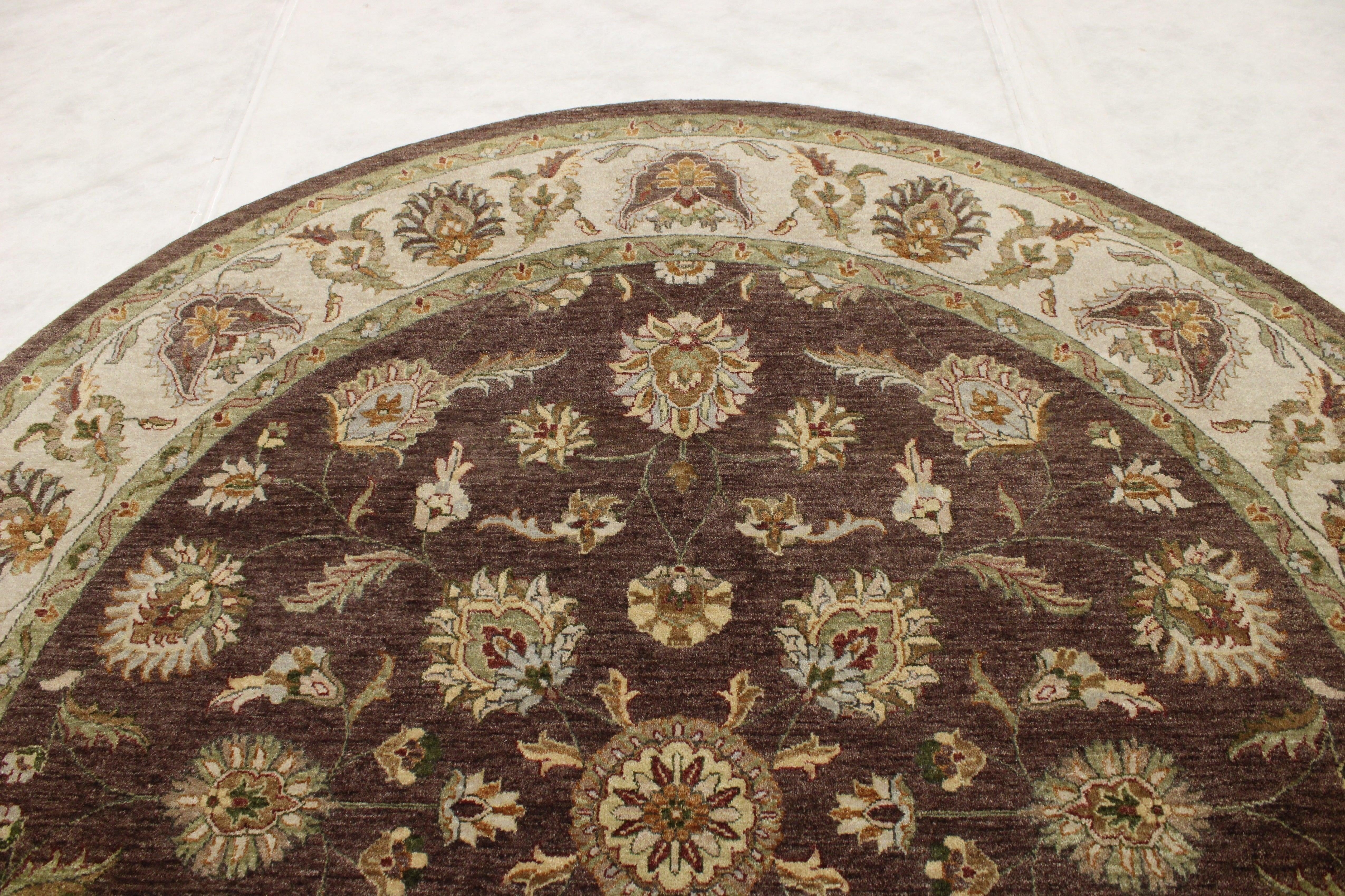 Round Rug, Oriental Rug, Knotted Rug, Indian Rug, Round Carpet