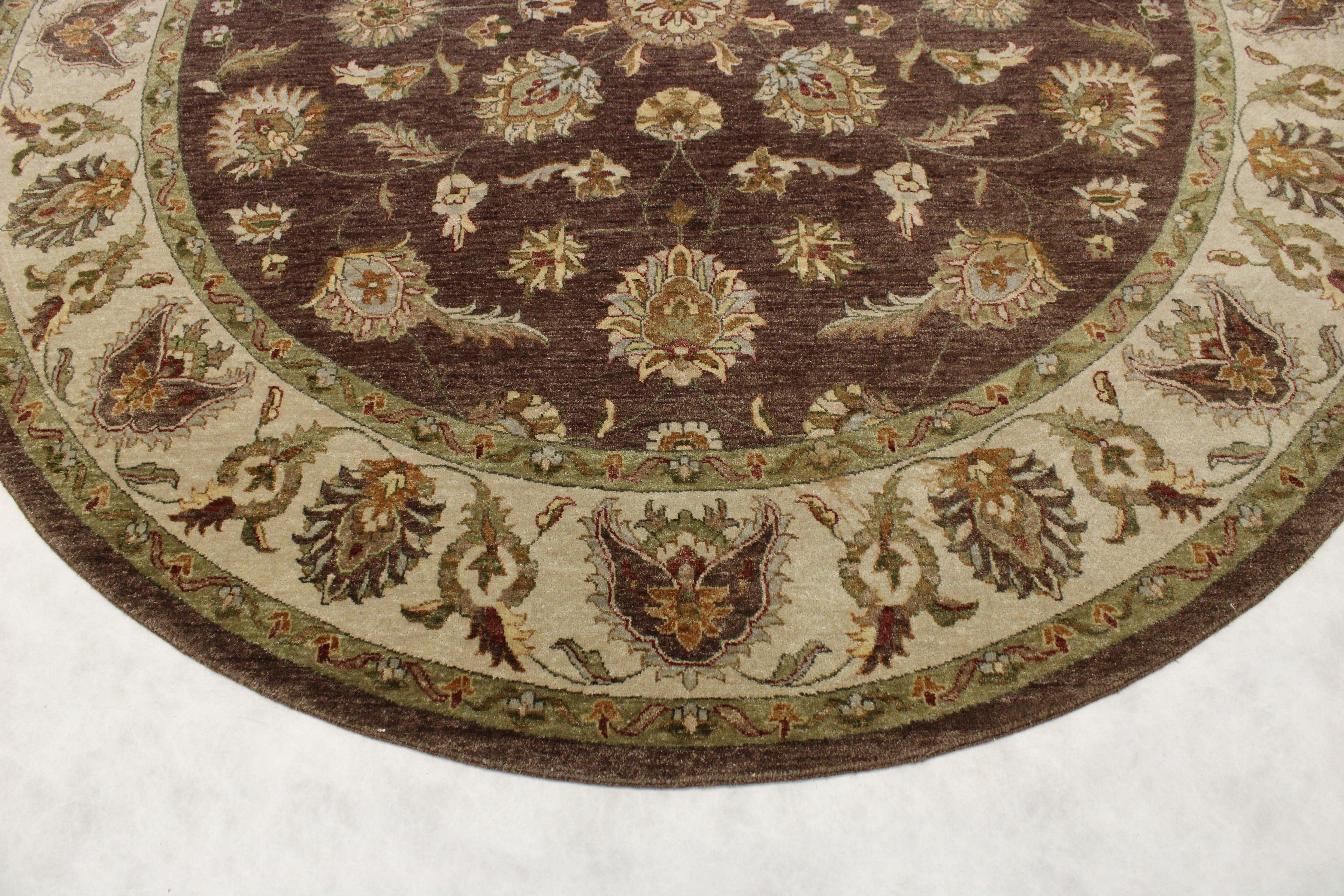 Round Rug, Oriental Rug, Knotted Rug, Indian Rug, Round Carpet