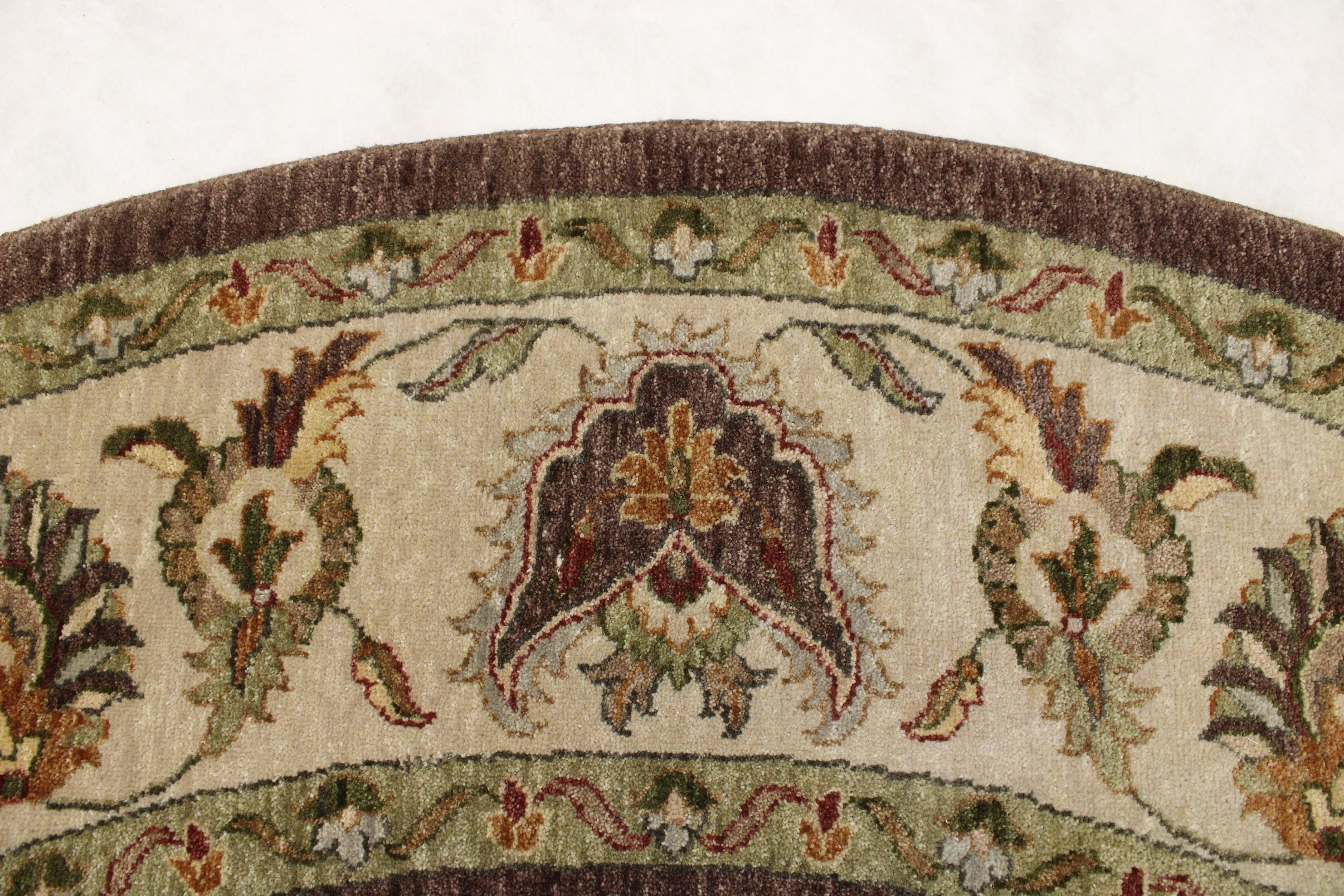 Round Rug, Oriental Rug, Knotted Rug, Indian Rug, Round Carpet