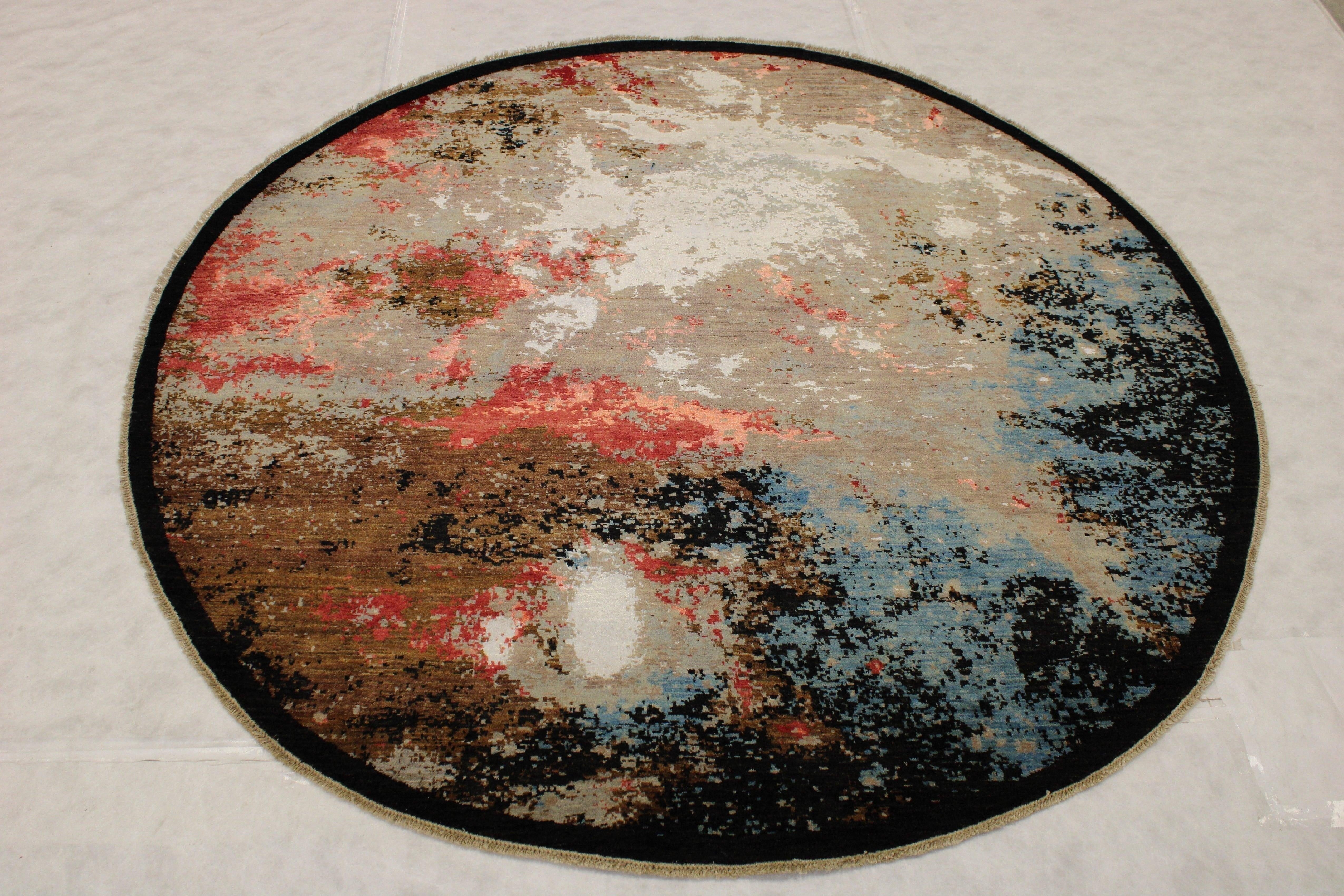 Contemporary Rug, Round Rug, Multicolored, Afghanistan Rugs For Sale