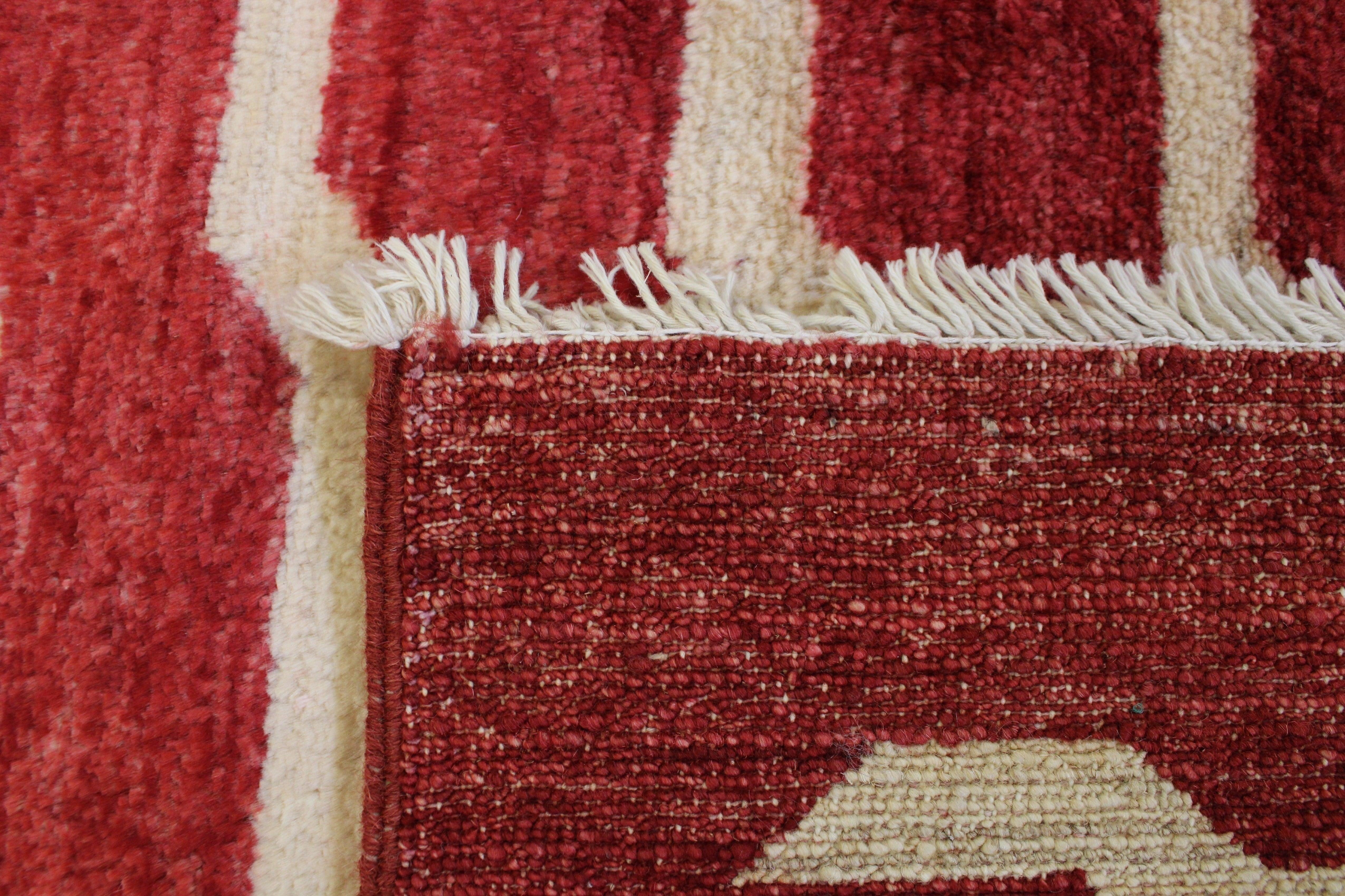 Gabbeh Rug, Hand Knotted Wool Rugs, Red Rug, Queen Bed Rug Size