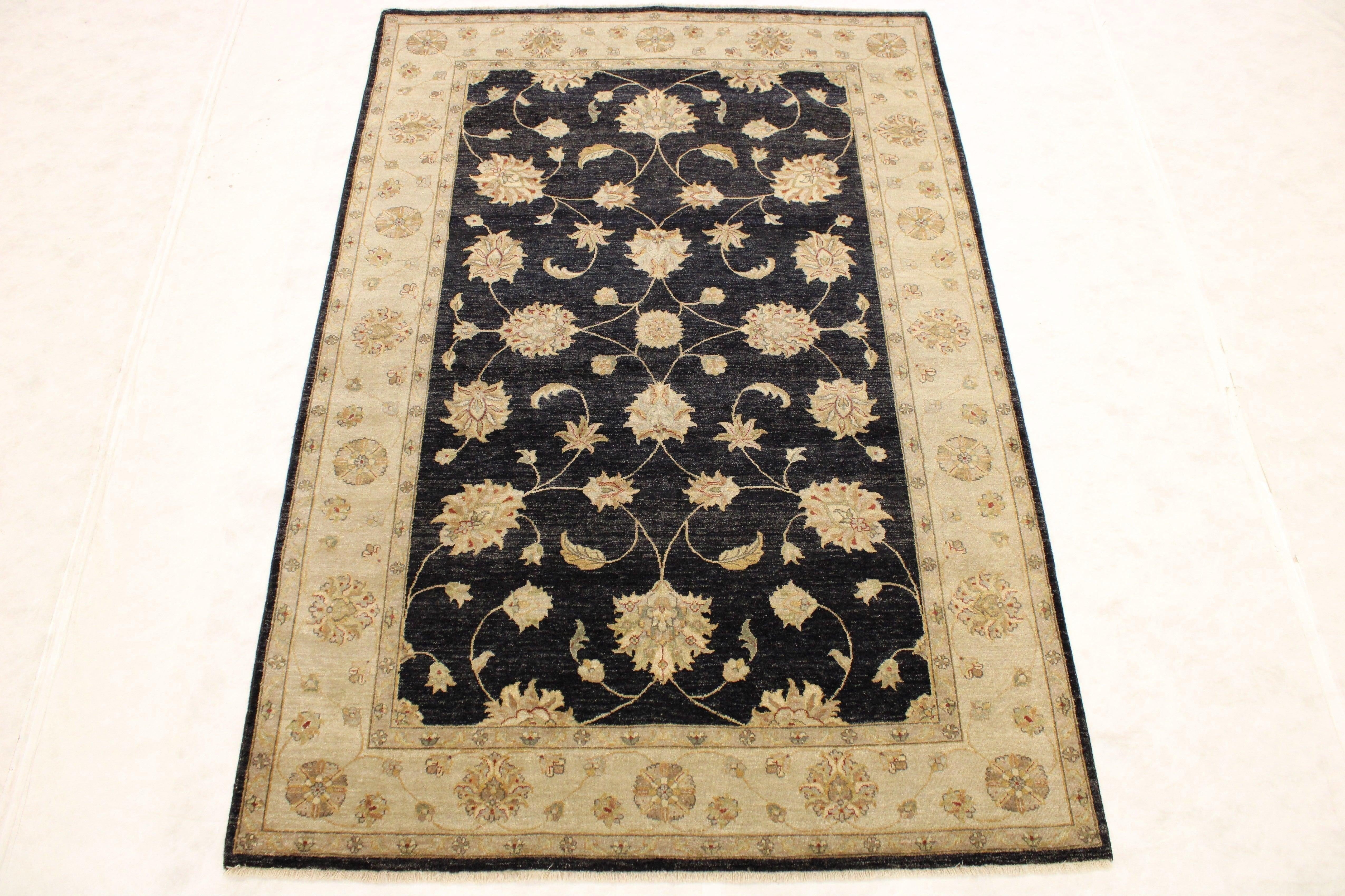 Black Oriental Rugs, Hand Knotted Wool Rug, High Twist Rug, 6x9 Rugs, Rug Types