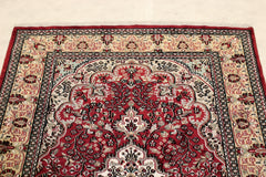 Jammu Kashmir Rug, Red Rug, 4x6 Rug, handknotted, Outdoor Camping Rugs