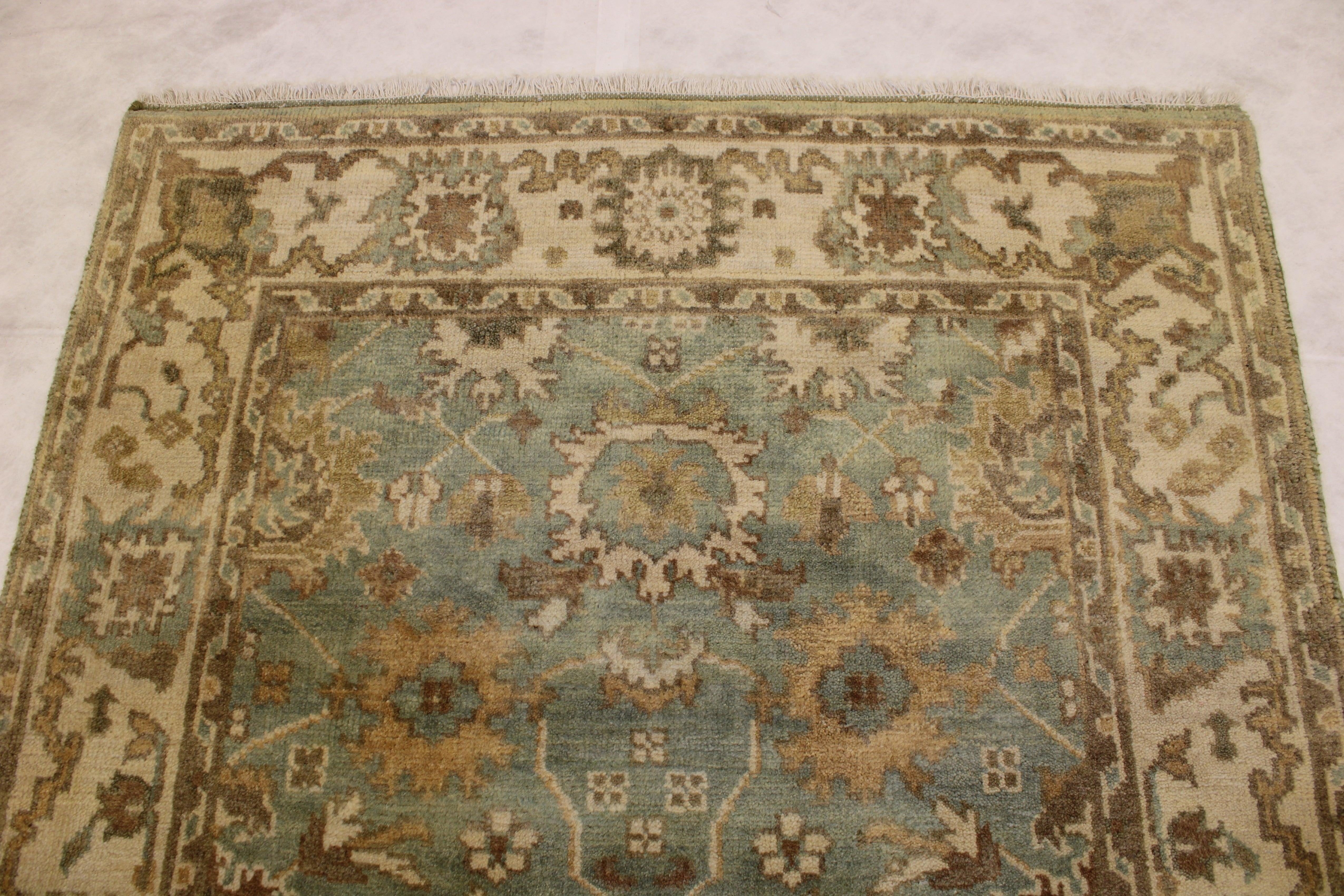 Oushak Rug, Hand Knotted Wool Rugs, Indian Rugs, Dining Room Rug Size, 4x6 Rug