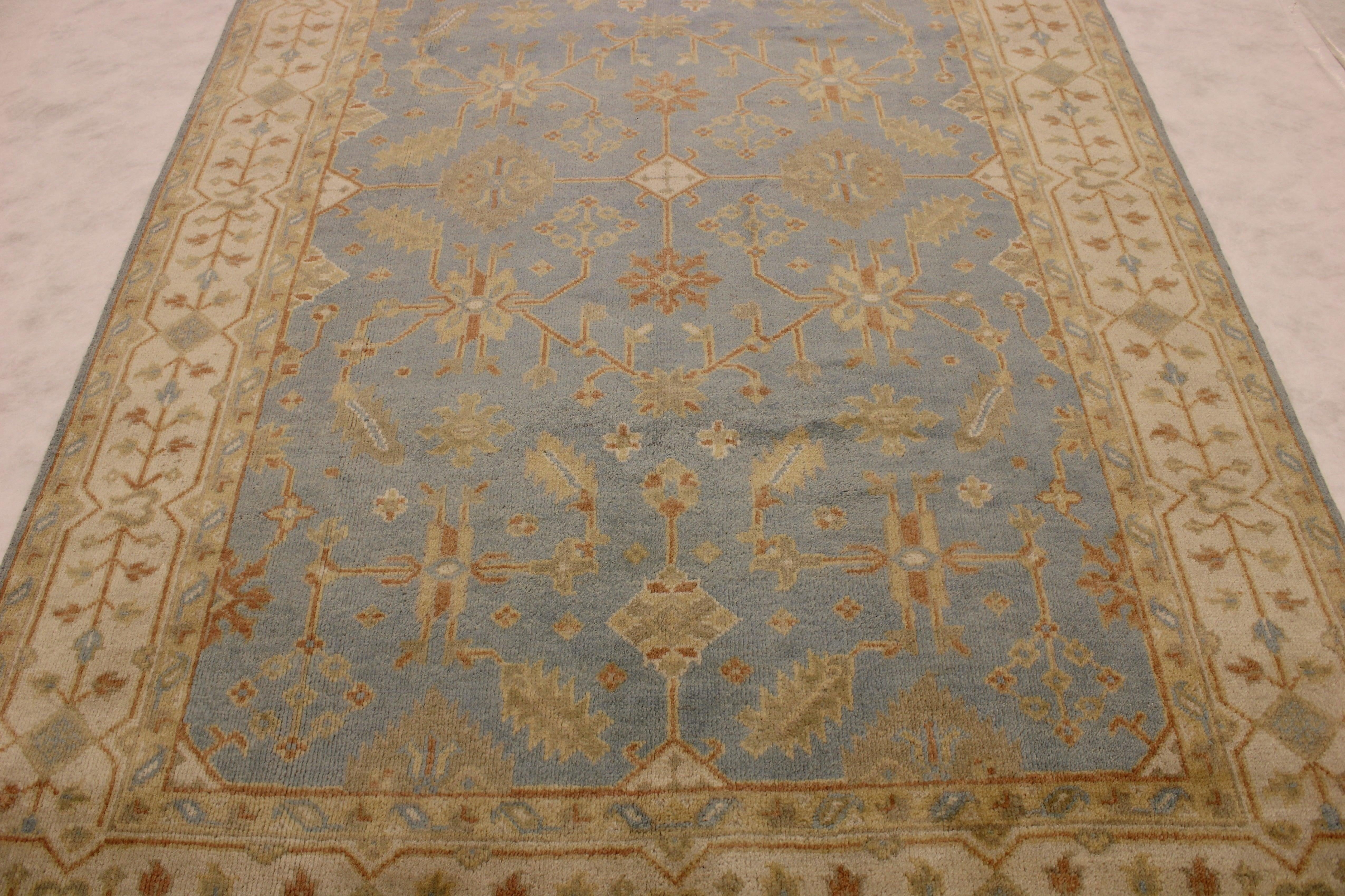 5'11" x 9'0" Blue Oushak Hand Knotted Rug