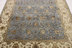6'1" x 9'2" Silk Flower Hand Knotted Oriental Rug