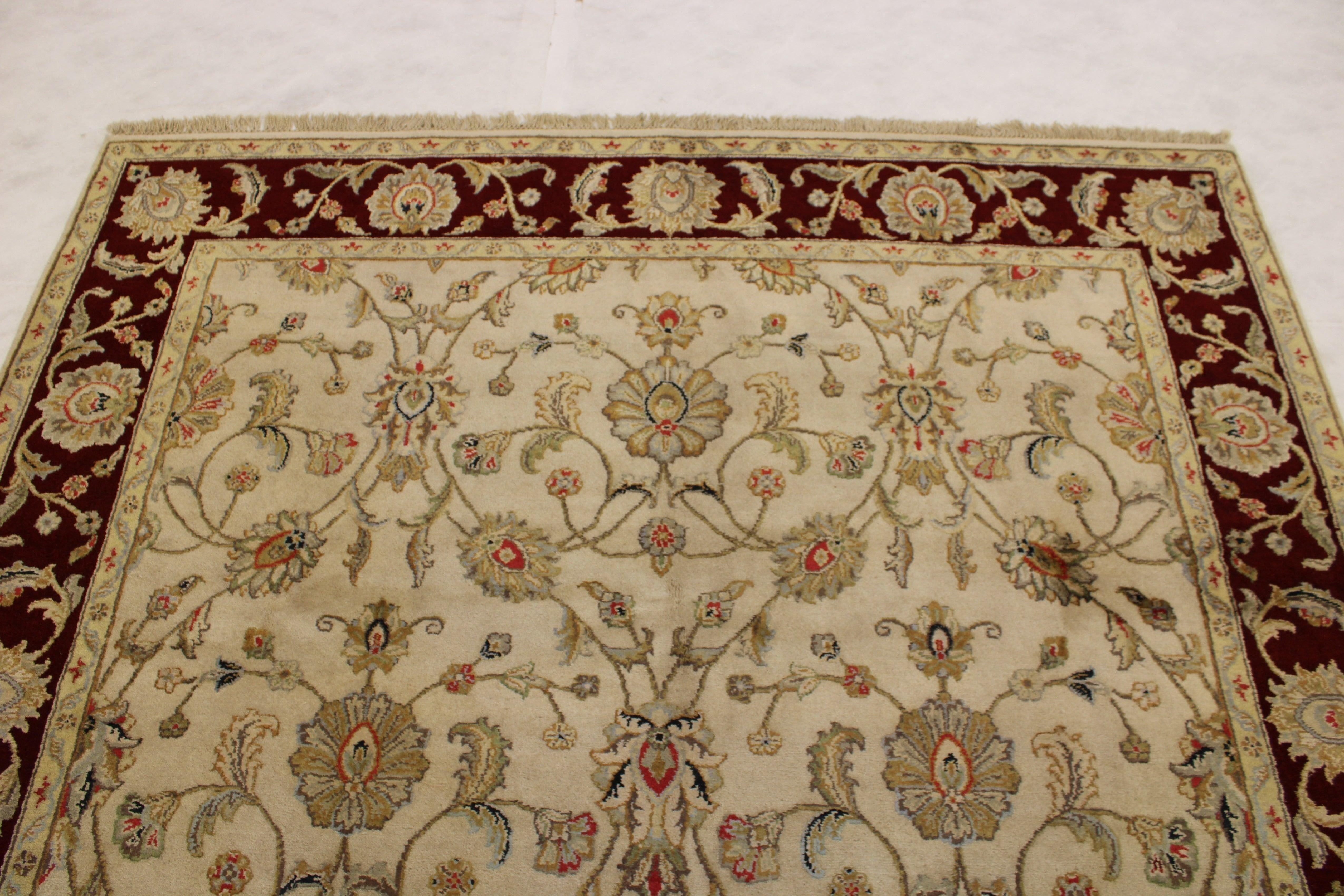 6'2" x 9'1" Silk Flower Hand Knotted Rug
