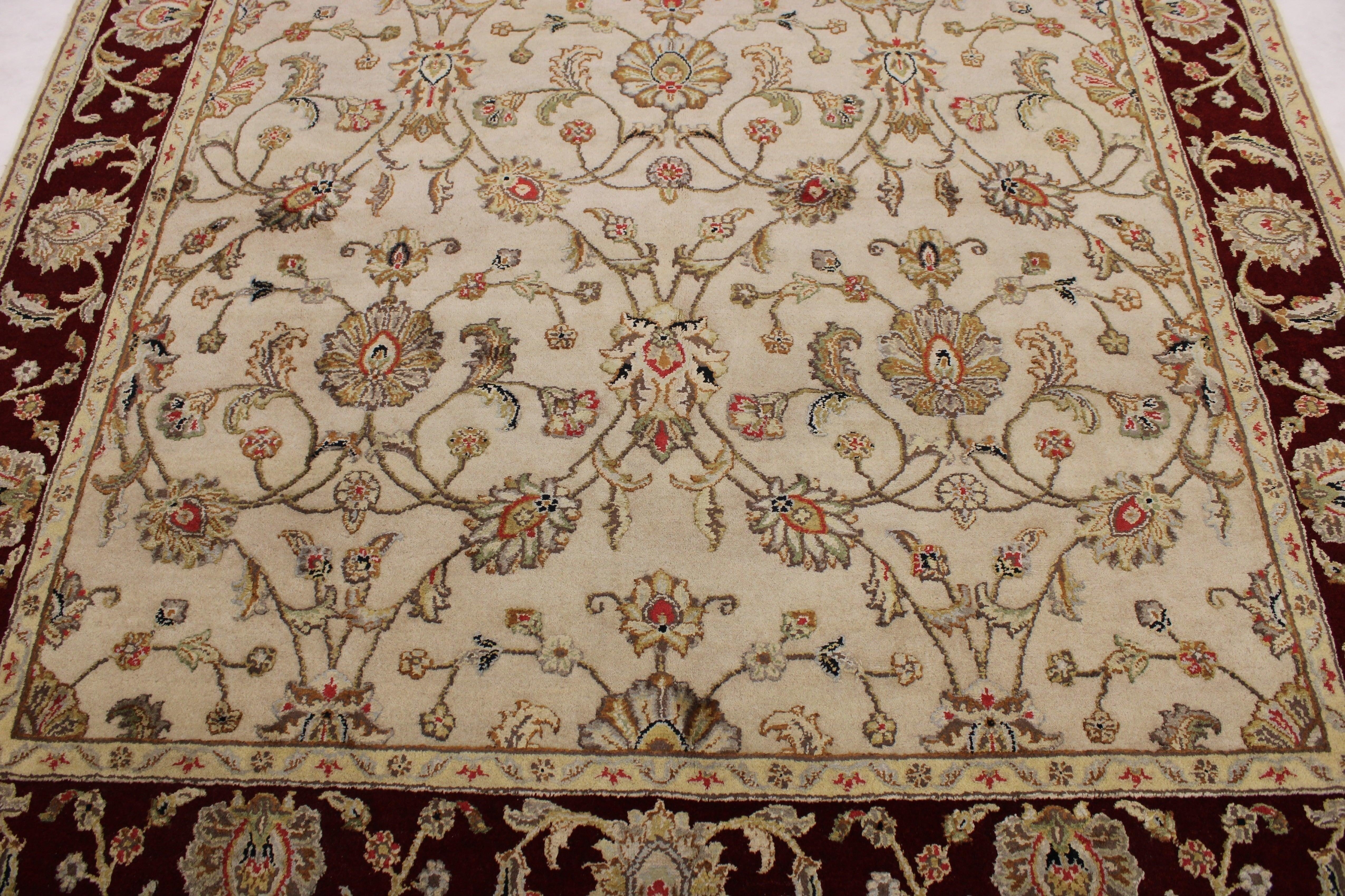 6'2" x 9'1" Silk Flower Hand Knotted Rug