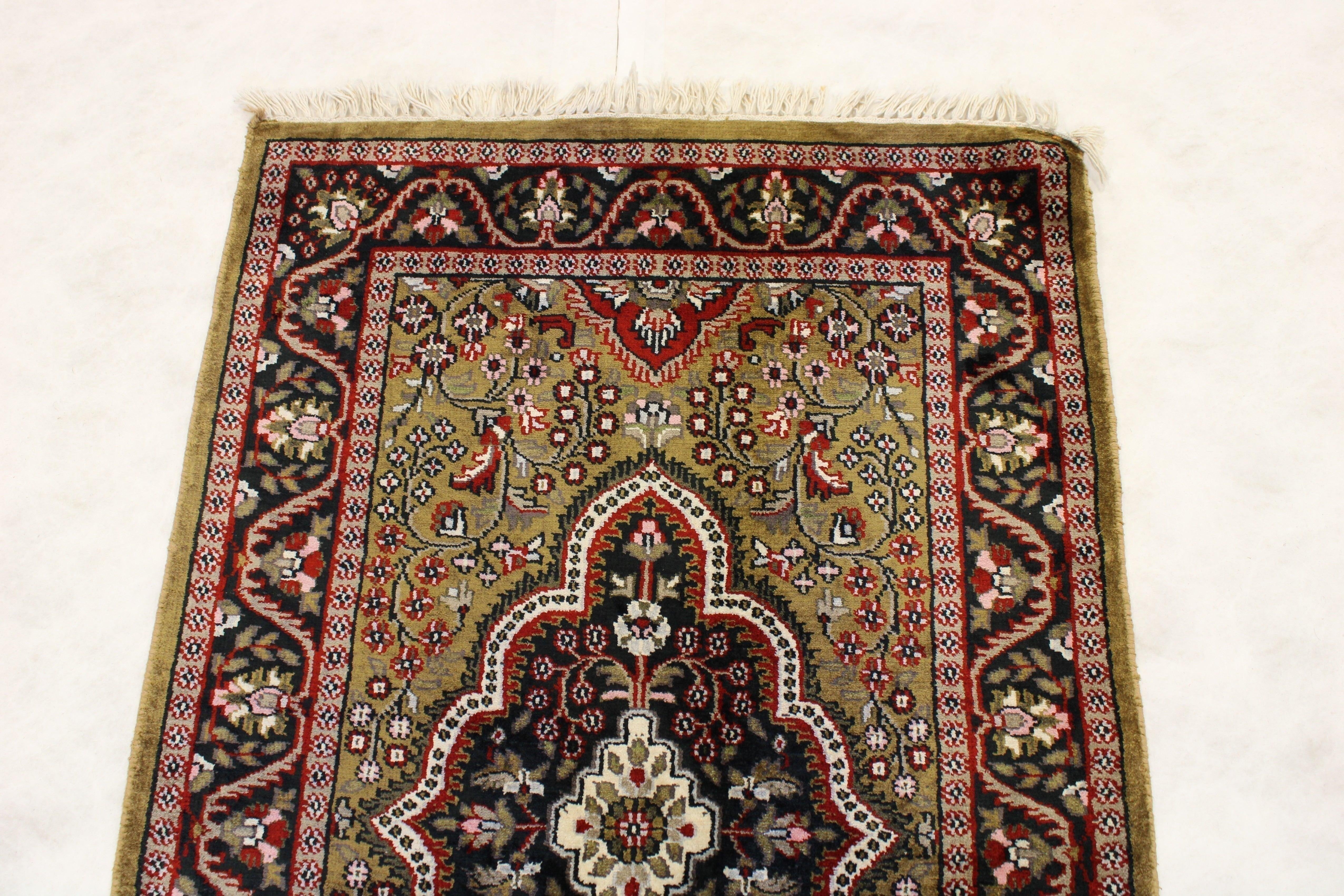 jammu kashmir rug, hand knotted runner, entryway runner, carpet runners, kitchen floor mats