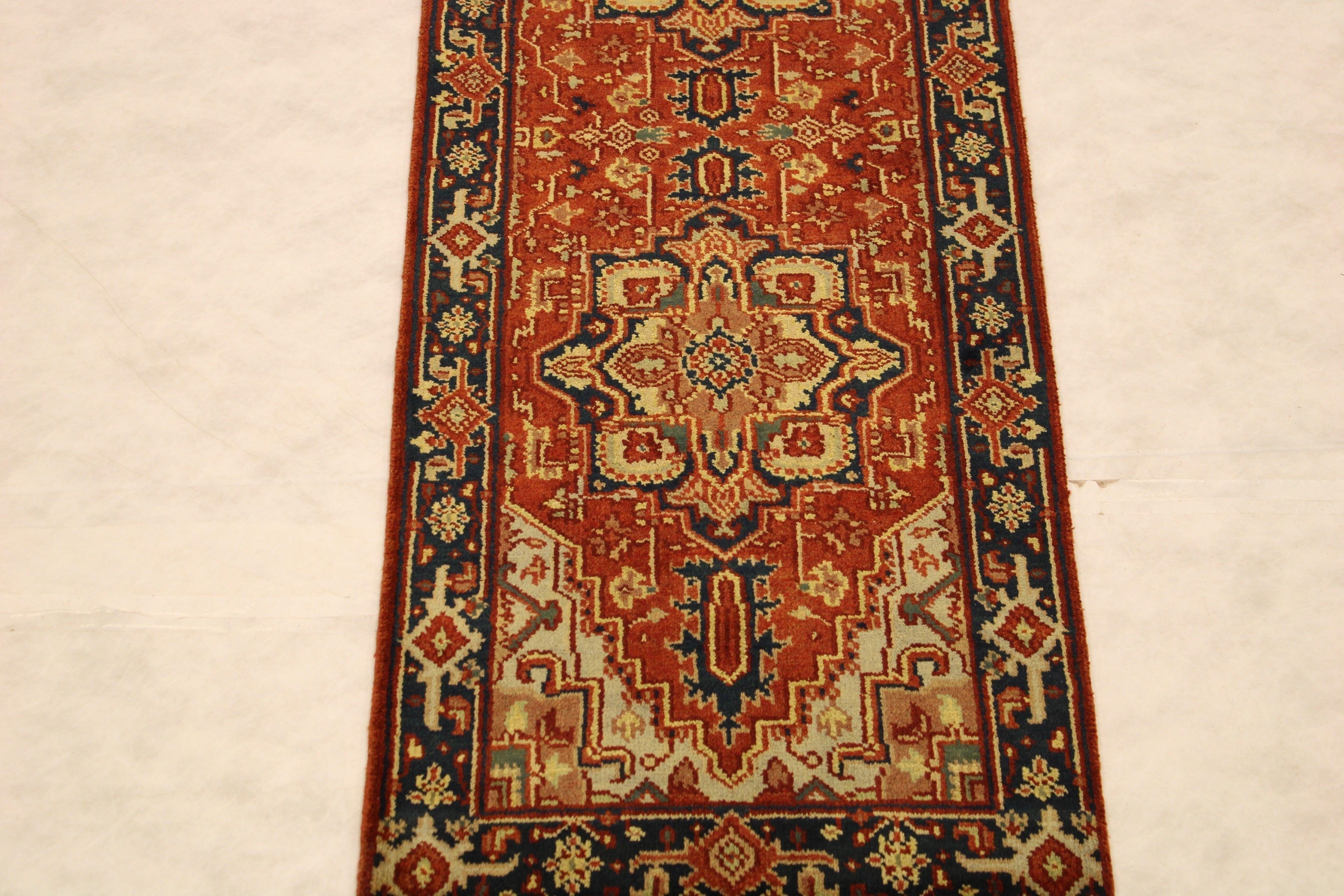 Serapi Rug, Hand Knotted Runners, 3x10 Runner, Non Slip Runner Rug, Outdoor Carpet Runner