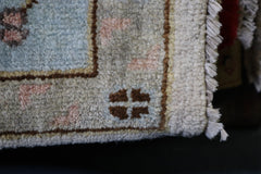 Antique Oushak Rug, Geometric Rug, Hand Knotted Indian Rug