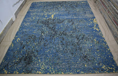 Blue Contemporary Rug, 9x12 Area Rug, Afghanistan Rugs