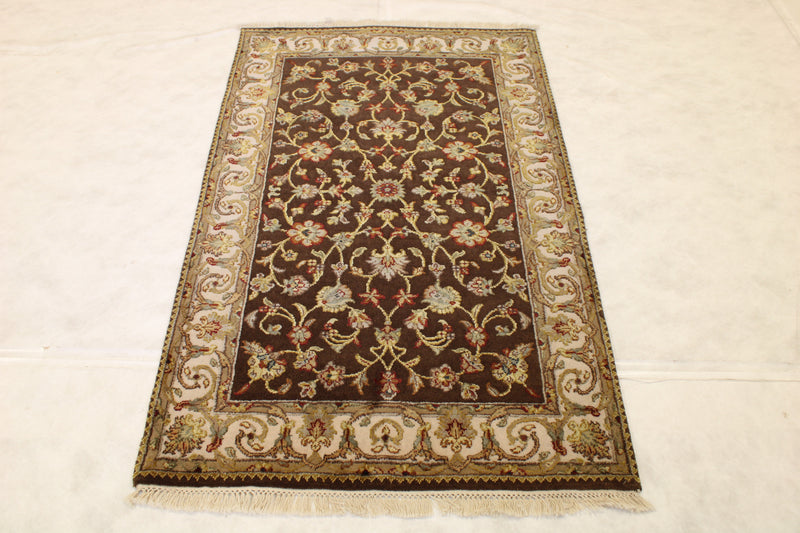 3x5 Indian Rug, Silk Flower Design Rug