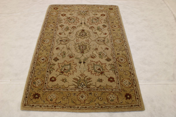 3x5 Geometric Rug, Hand Knotted Floral Rug