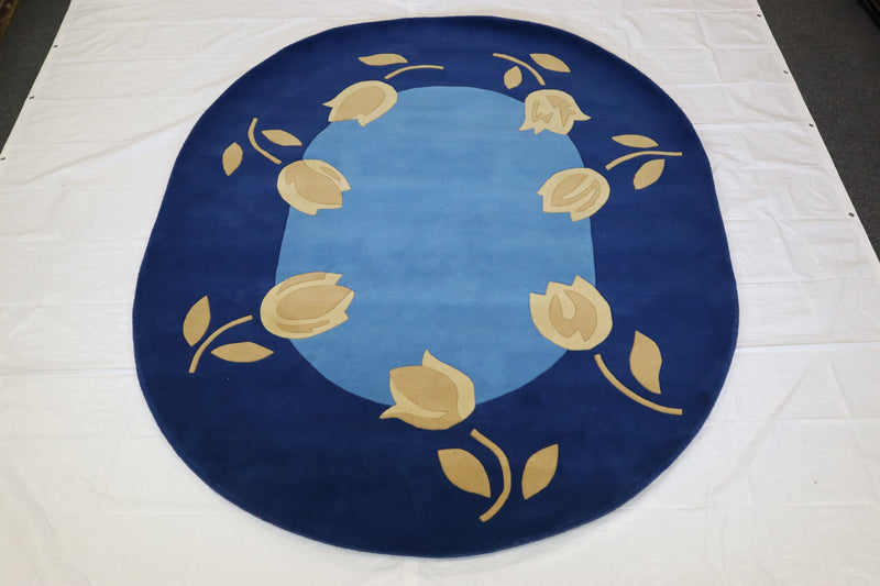 Hand Tufted Rug, Indian Round Rug, Oriental Wool Rug