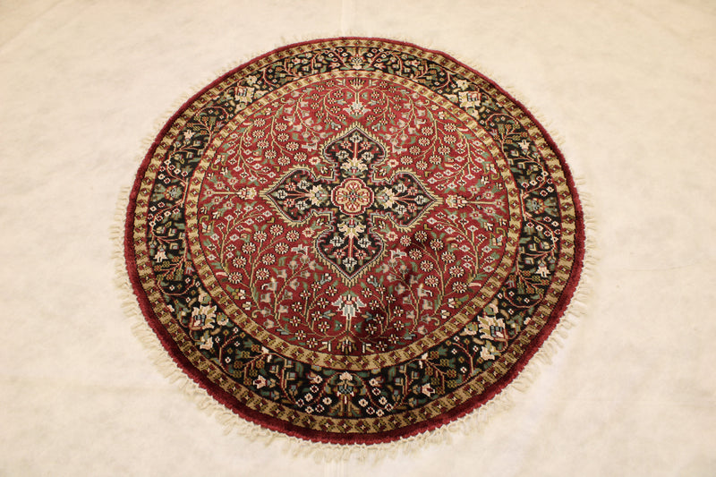 4x4 Round Rug, Jammu Kashmir Rug, Persian Round Rug