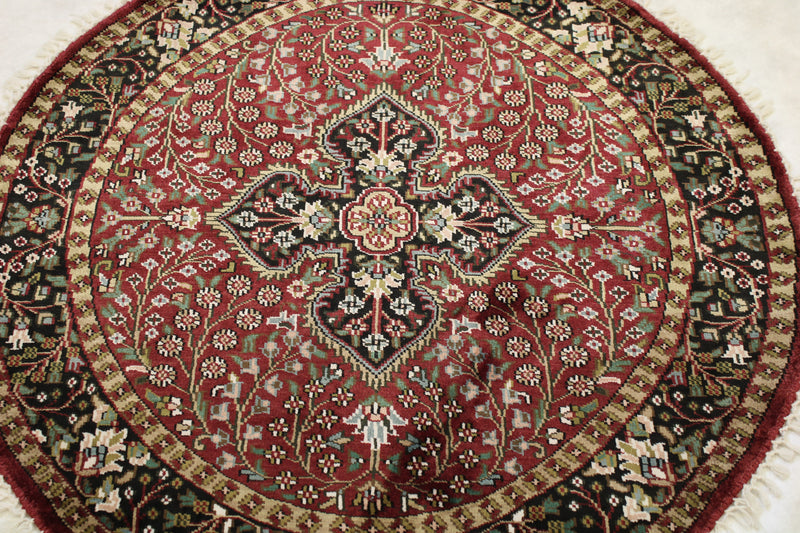 4x4 Round Rug, Jammu Kashmir Rug, Persian Round Rug