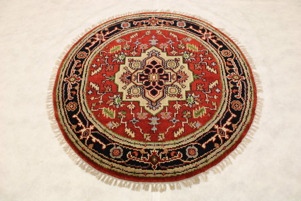 Indian Serapi Rug, 4x4 Round Rug