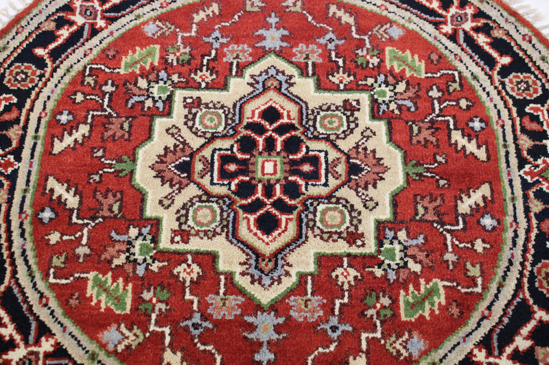 Indian Serapi Rug, 4x4 Round Rug