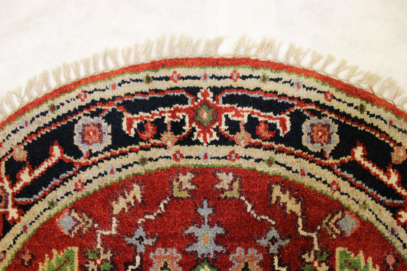 Indian Serapi Rug, 4x4 Round Rug