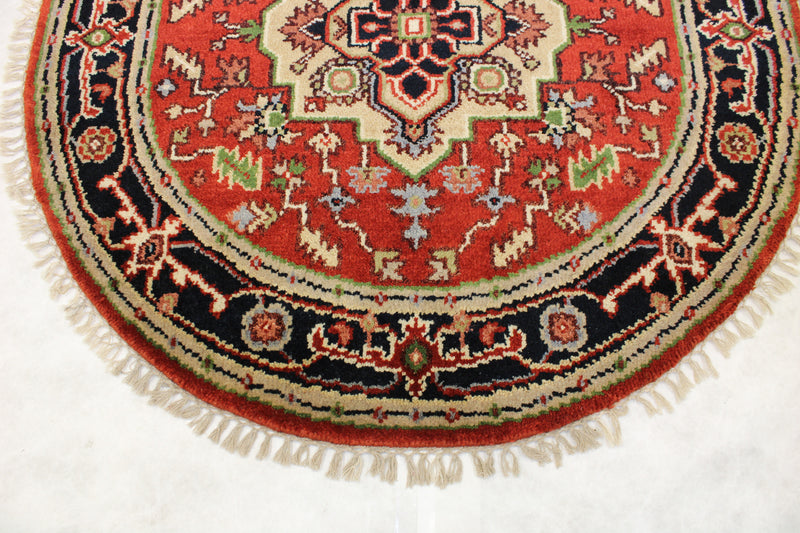 Indian Serapi Rug, 4x4 Round Rug