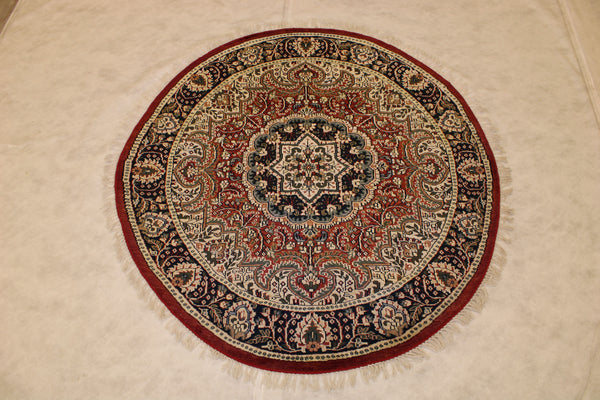 Hand Knotted Round Rug, Jammu Kashmir Round Rug