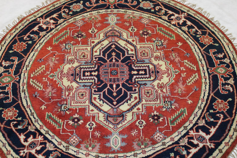 Indian Round Rug, Serapi Round Rug, 6x6 Round Rug