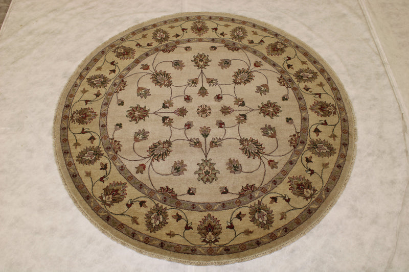 6x6 Round Rug, Oushak Round Rug, Traditional Rug