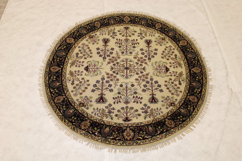 Geometric Round Rug, 6x6 Round Rug, Floral Round Rug