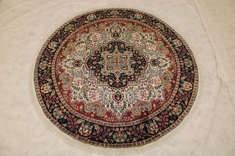 6x6 Round Rug, Traditional Round Rug, Jammu Kashmir Rug