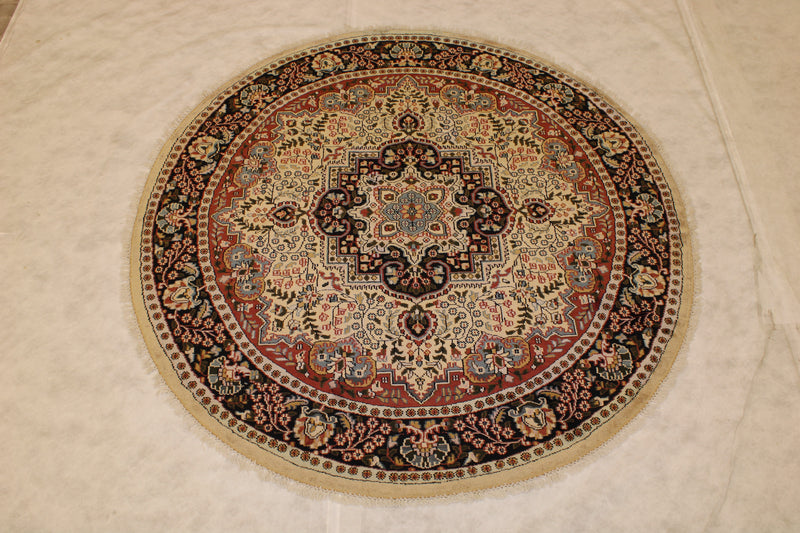 6x6 Round Rug, Jammu Kashmir Rug, Indian Round Rug