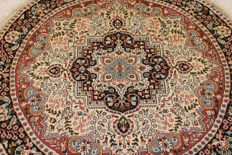 6x6 Round Rug, Jammu Kashmir Rug, Indian Round Rug