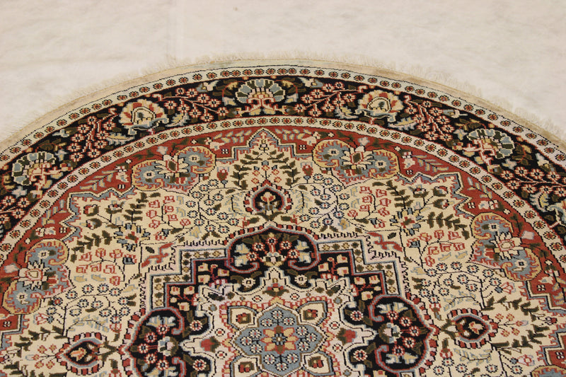 6x6 Round Rug, Jammu Kashmir Rug, Indian Round Rug