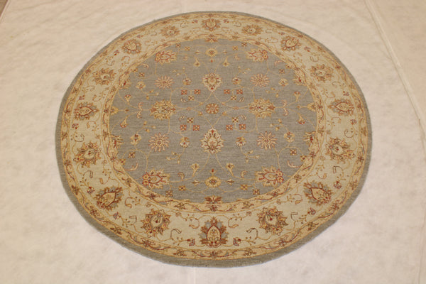 Oushak Round Rug, Hand Knotted Rug, Indian Round Rug