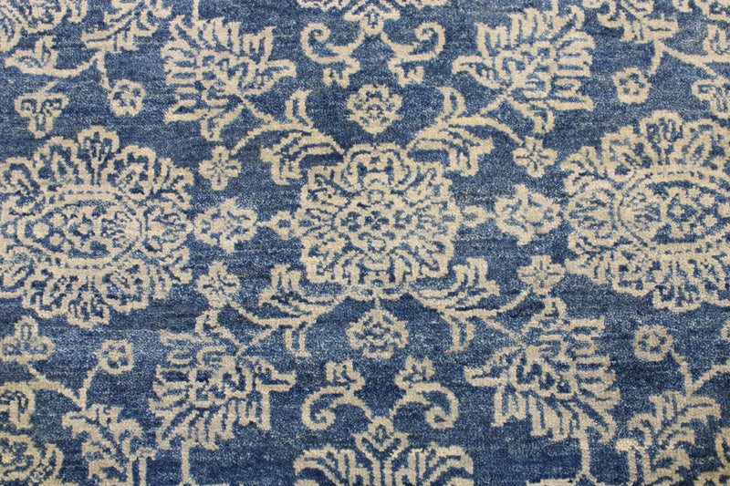 Round Rug, Oushak Rug, Blue Oriental Rug