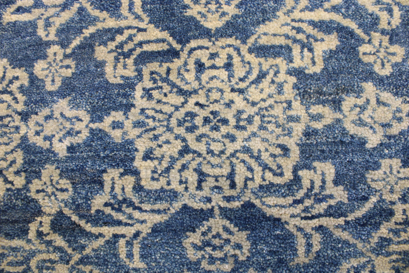 Round Rug, Oushak Rug, Blue Oriental Rug