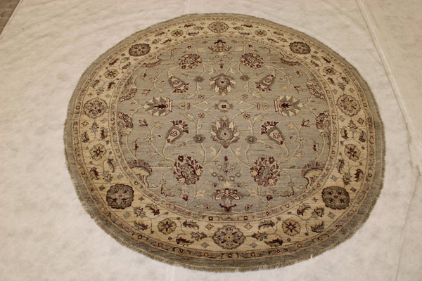 6x6 Round Rug, Pakistani Chobi Rug