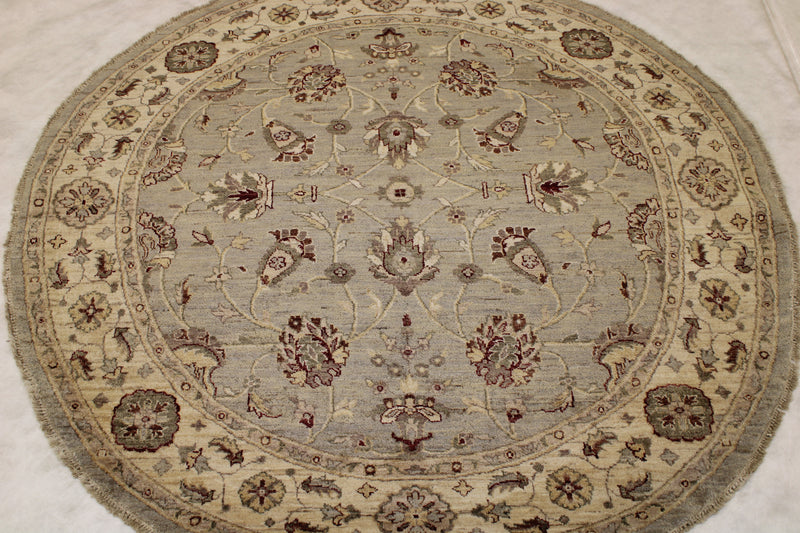 6x6 Round Rug, Pakistani Chobi Rug