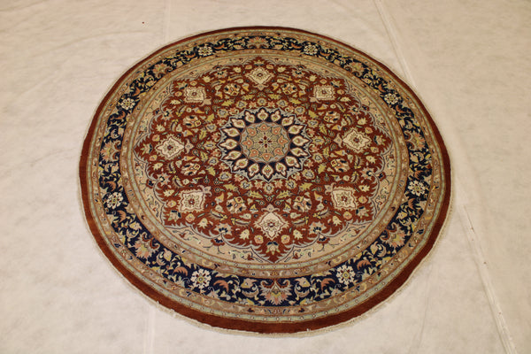 6x6 Round Rug, Pak-Persian Design Rug