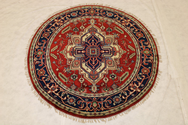 Serapi Round Rug, Indian Round Rug, 6x6 Round Rug