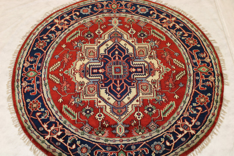 Serapi Round Rug, Indian Round Rug, 6x6 Round Rug