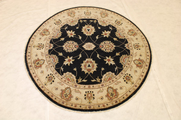 Black Round Rug, Oushak Round Rug, Indian Rug