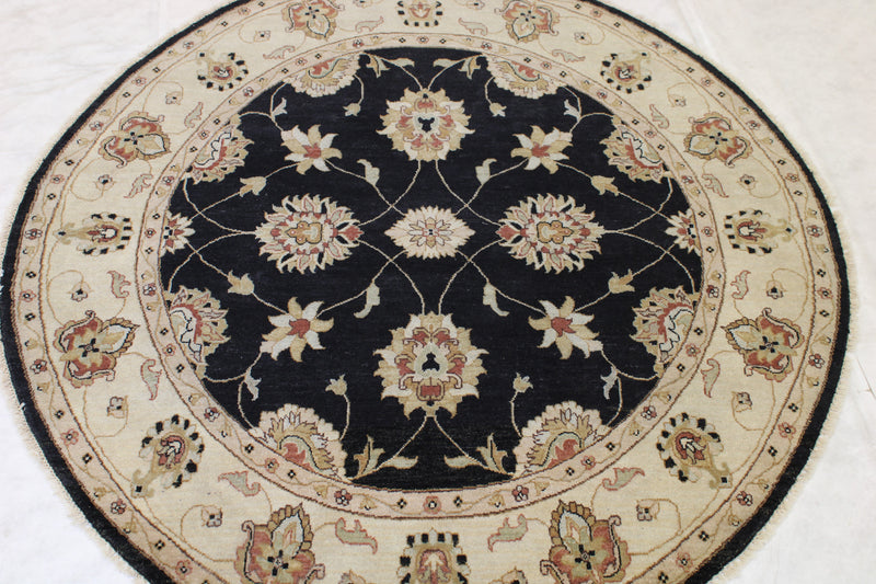 Black Round Rug, Oushak Round Rug, Indian Rug