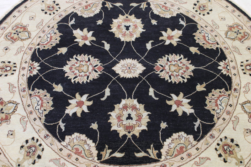 Black Round Rug, Oushak Round Rug, Indian Rug