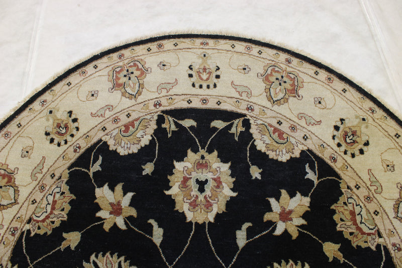 Black Round Rug, Oushak Round Rug, Indian Rug