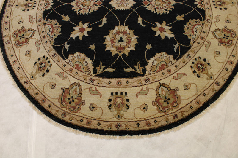 Black Round Rug, Oushak Round Rug, Indian Rug