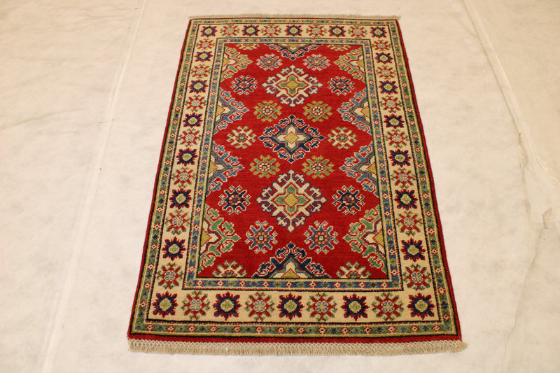 Afghan Kazak Rug, Hand Knotted Tribal Rug