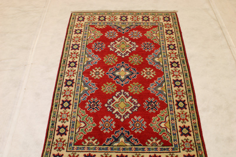 Afghan Kazak Rug, Hand Knotted Tribal Rug